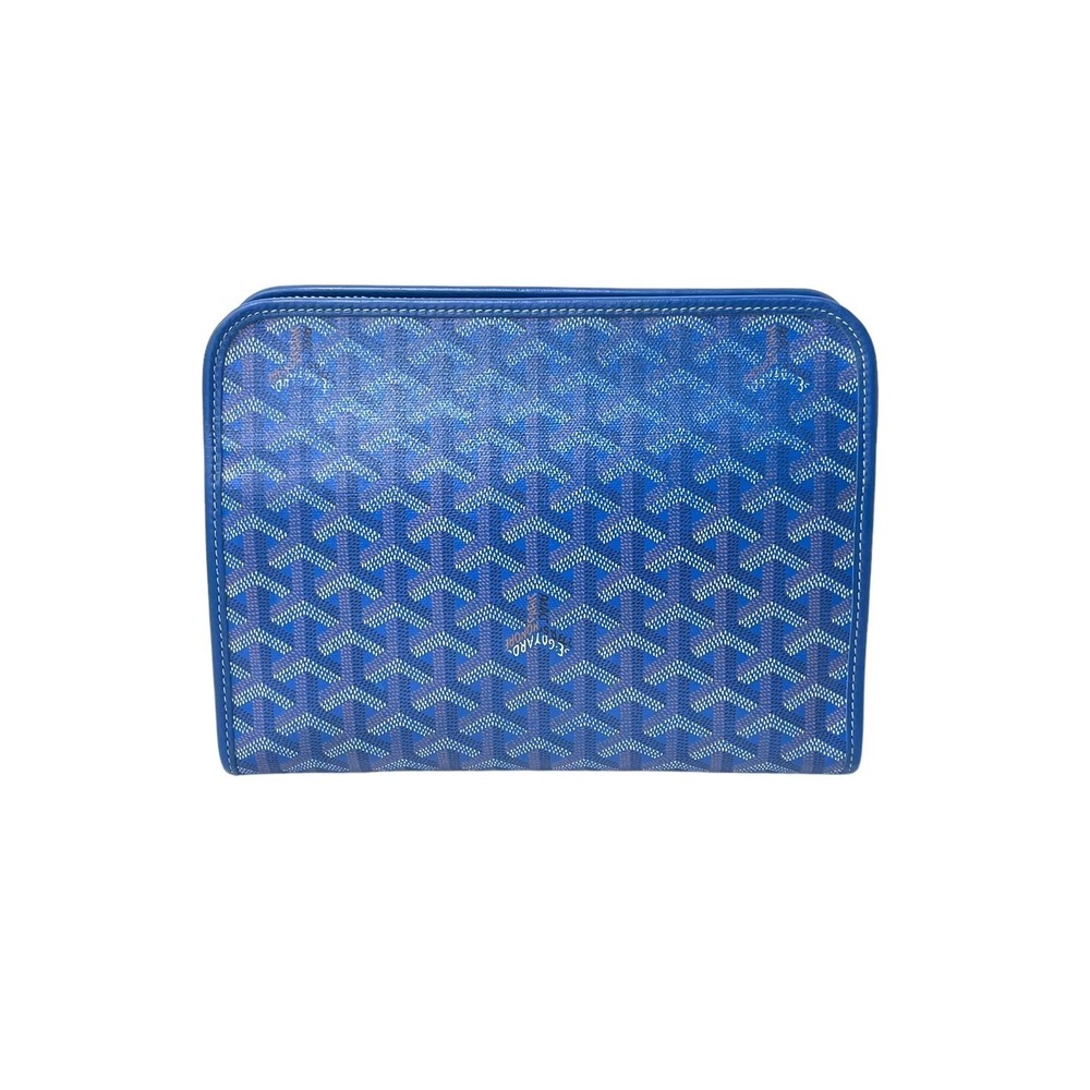 Goyard MM Pouch Blue Jouvance Leather